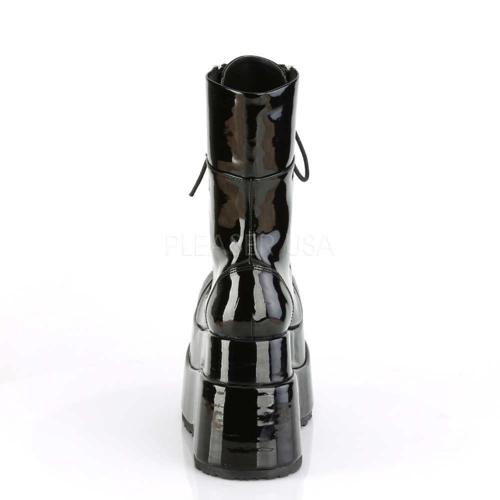Gothic Patent Platform Lace Up Mid Calf Boots - Picture 4 of 5